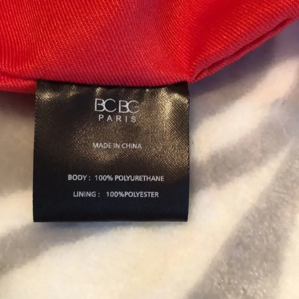 BCBG Paris Red & Gold Hardware Faux Leather Small Shoulder Bag